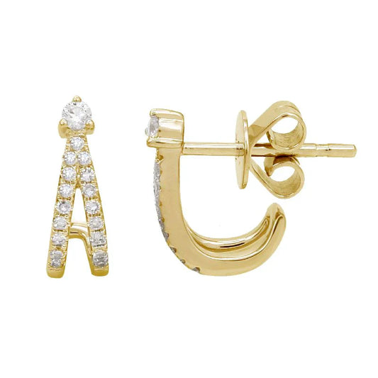 Split Diamond Huggie Earrings