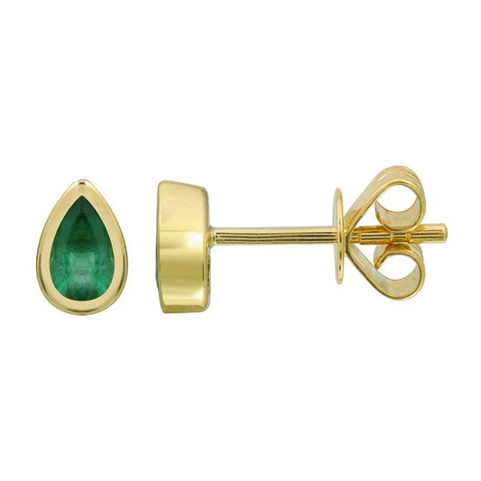 Emerald Pear Bezel Piercing Stud
