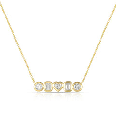 Lab Diamond Bezel Multishape Bar Necklace