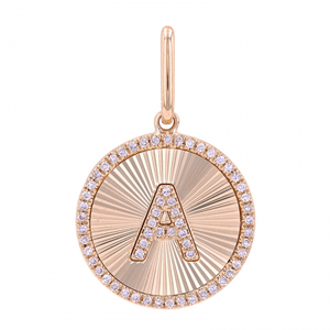 Fluted Medallion Initial Charm
