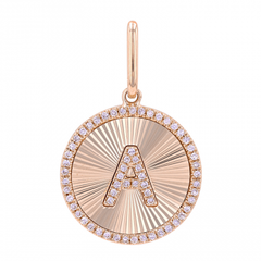 Fluted Medallion Initial Charm