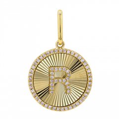 Fluted Medallion Initial Charm
