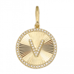 Fluted Medallion Initial Charm