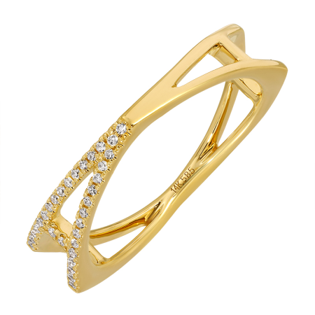 Cross Half Gold Half Diamond Ring