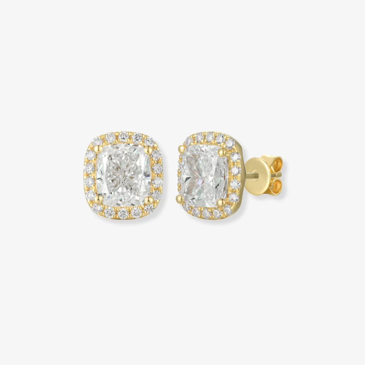 Lab Diamond Cushion Cut with Outline Halo Earrings