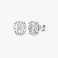 Lab Diamond Cushion Cut with Outline Halo Earrings