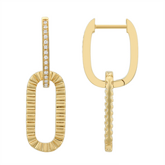 Fluted and Diamond Link Earrings
