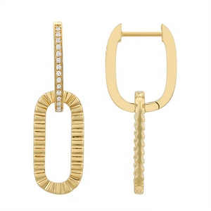 Fluted and Diamond Link Earrings