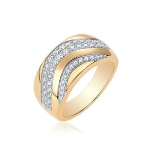 Gold Chunky Curves Diamonds Ring