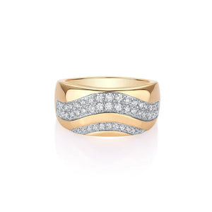 Gold Chunky Curves Diamonds Ring