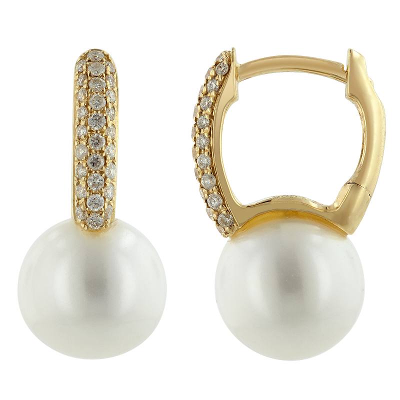 Diamond & Pearl Huggie Earrings