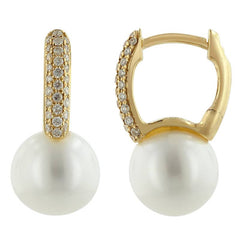 Diamond & Pearl Huggie Earrings