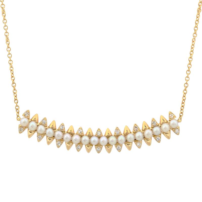 Pearls & Diamonds Spike Bar Necklace