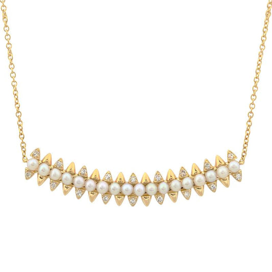 Pearls & Diamonds Spike Bar Necklace