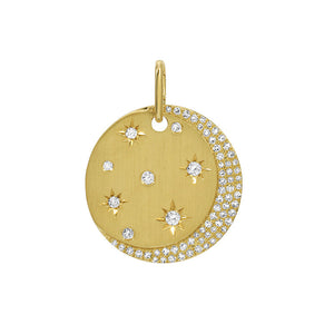 Moon Gold Diamond Charm Sand Finish