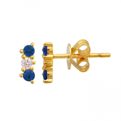 Sapphire and Diamond Bar Piercing Stud