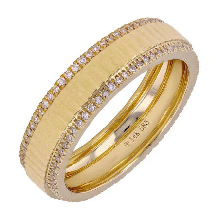 Fluted Diamond Outline Gold Ring