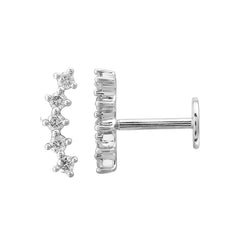 Diamond Ear Crawler Curve Flat Back Earrings
