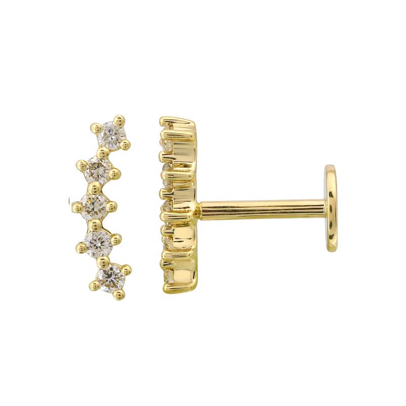 Diamond Ear Crawler Curve Flat Back Earrings