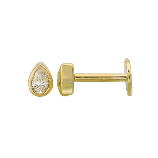 Pear Shape Diamond Bezel Flat Back Earrings