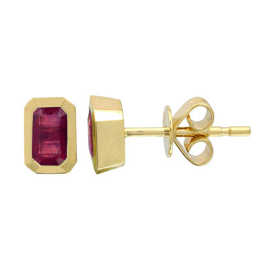 Gemstone Shape Bezel Stud Earrings
