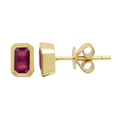 Gemstone Shape Bezel Stud Earrings