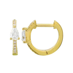 Pear Diamond Huggie Earrings