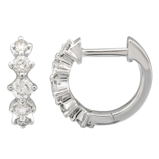 Shared Prong Diamond Huggie Earrings