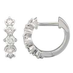 Shared Prong Diamond Huggie Earrings