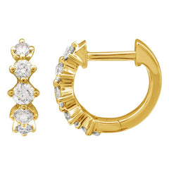 Shared Prong Diamond Huggie Earrings