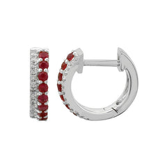 Half Ruby & Half Diamonds Huggie