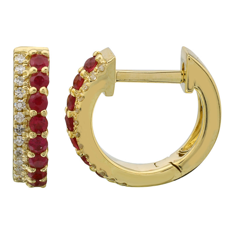 Half Ruby & Half Diamonds Huggie