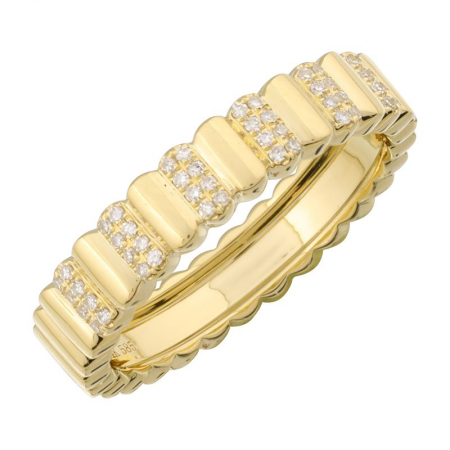 Oval Gold Stripe Pinky Ring