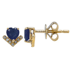 Sapphire Heart Shape Diamond Stud Earrings