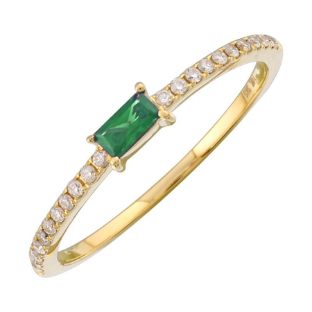 Baguette Emerald Center & Diamond Ring