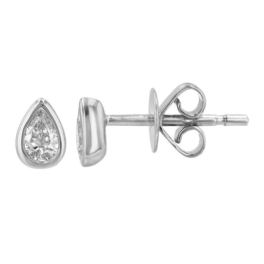 Bezel Set Pear Shaped Diamond Stud Earrings