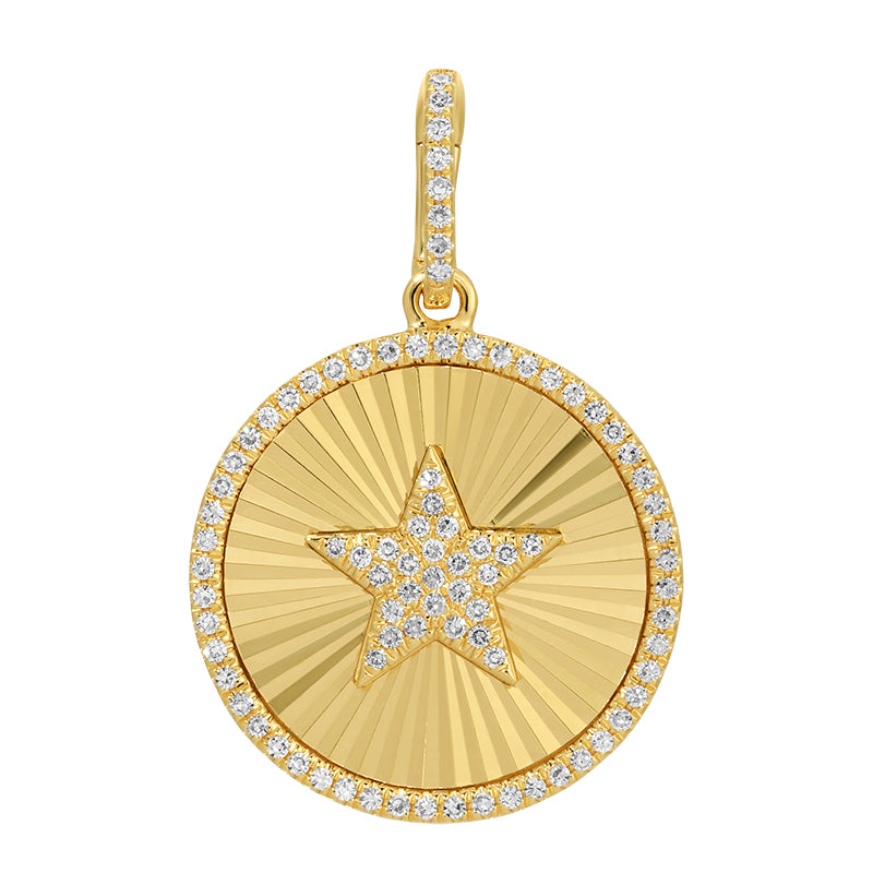 Fluted Disc Star Diamond Charm