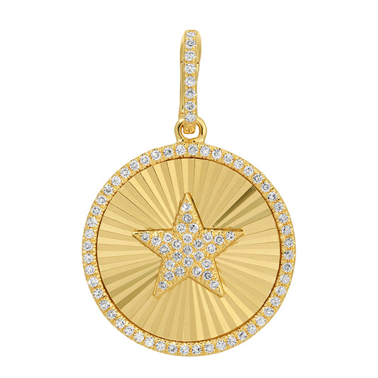 Fluted Disc Star Diamond Charm