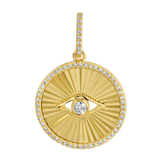 Fluted Disc Evil Eye Diamond Charm