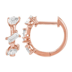 Multi Shape Diamond Huggie Earrings