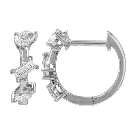 Multi Shape Diamond Huggie Earrings