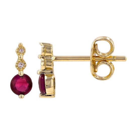 Round Gemstones and Diamond Bar Earring