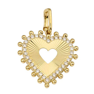 Fluted Diamond Spike Heart Charm