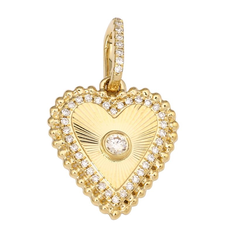 Fluted Diamond Heart Outline Ball Charm
