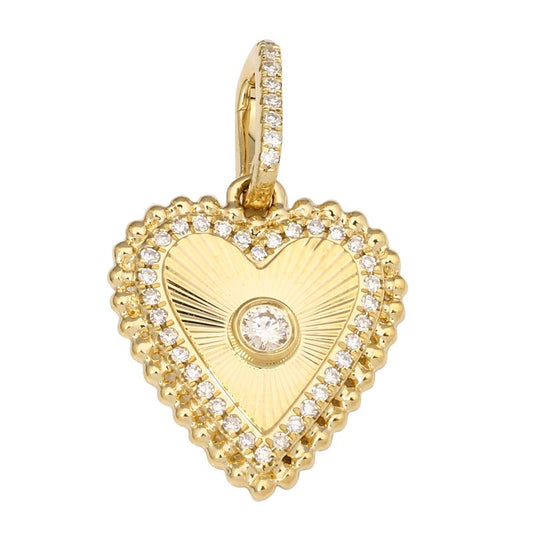 Fluted Diamond Heart Outline Ball Charm