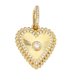 Fluted Diamond Heart Outline Ball Charm