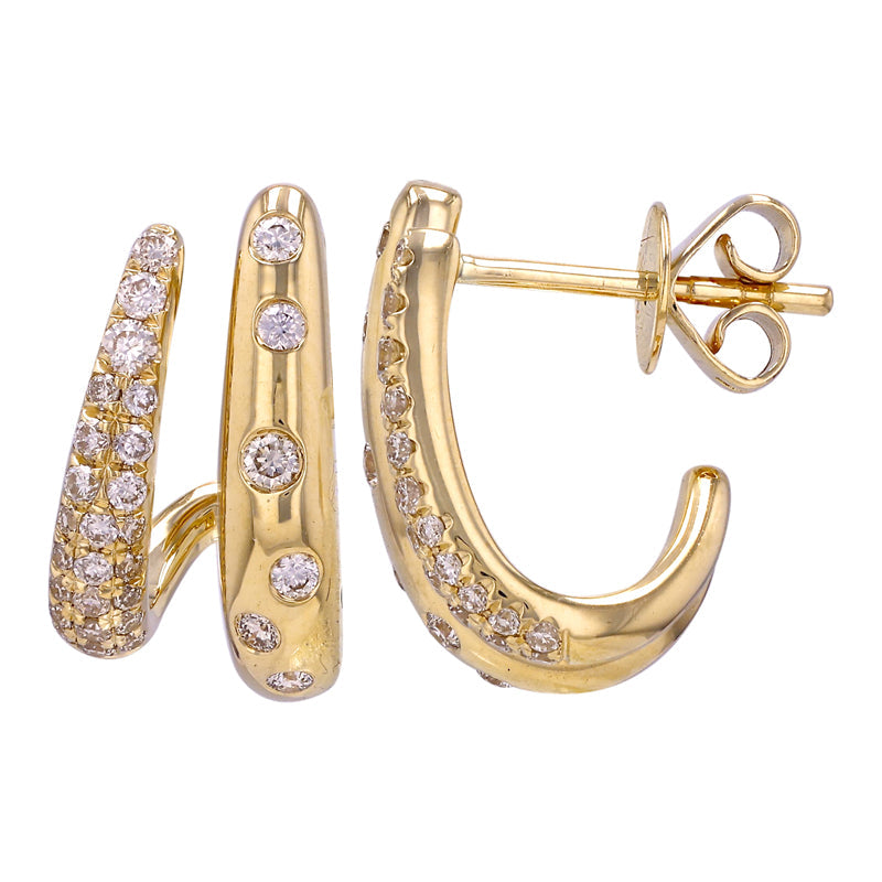 Chunky Layer & Diamonds Cage Earrings