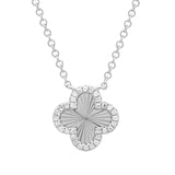 Fluted Flower Clover Diamond Necklace