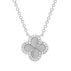 Fluted Flower Clover Diamond Necklace
