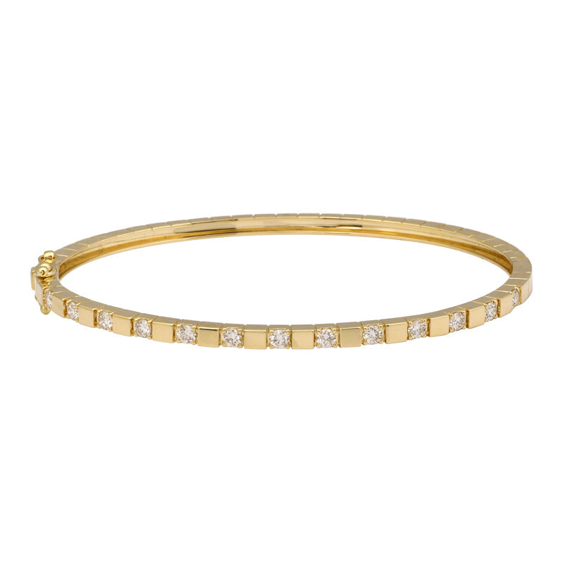 Gold Square Pattern Diamond Bangle